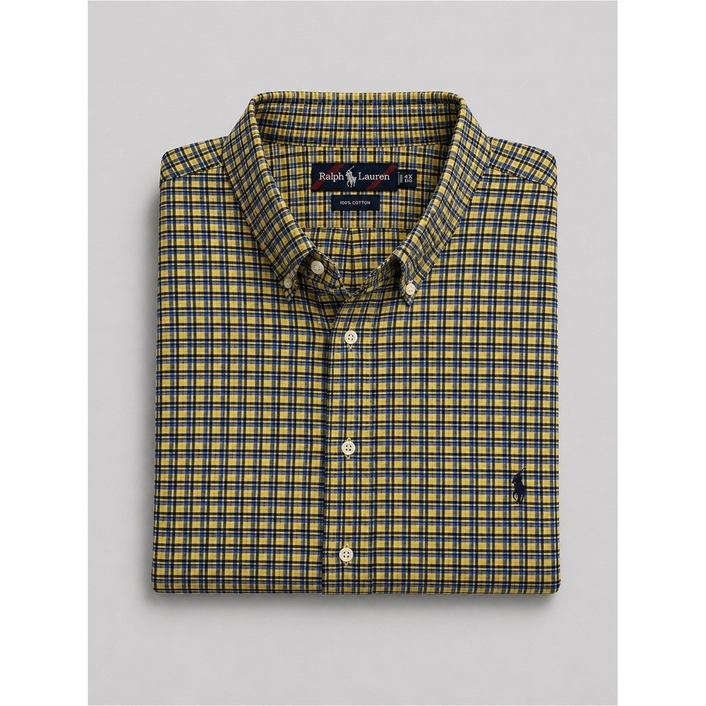 Vintage Ralph Lauren Madras Mens Button Down Shirt Size 4X Big Plaid Preppy